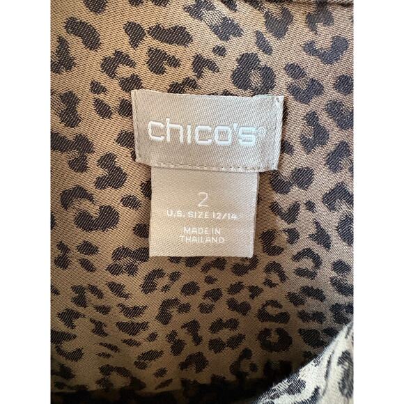 Chicos No Iron Leopard Print Long Sleeve Shirt Blouse Women size 2 or a US 12-14 - Picture 3 of 5